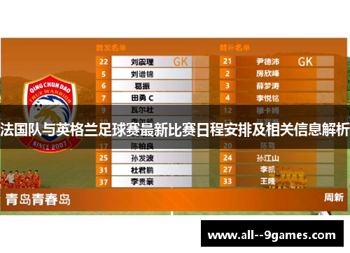 法国队与英格兰足球赛最新比赛日程安排及相关信息解析